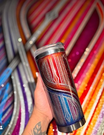 Custom tumbler matched to Rob Vanderslice's car patterns